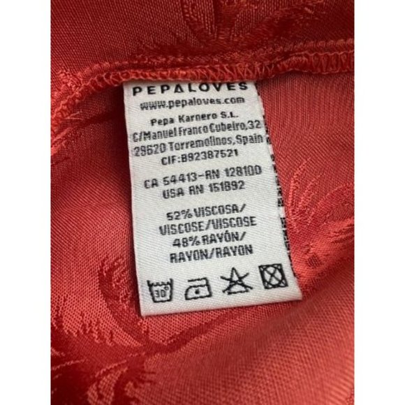 #81 NWT Silky Palm Print Dress Orange Short Sleeve V Neck Dress XS, S, M - Picture 11 of 12